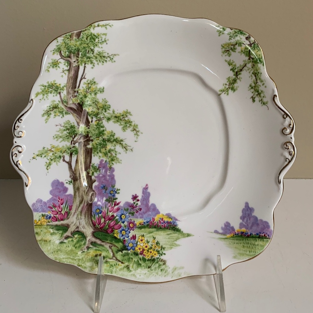Vintage Royal Albert Greenwood Tree Cake Plate